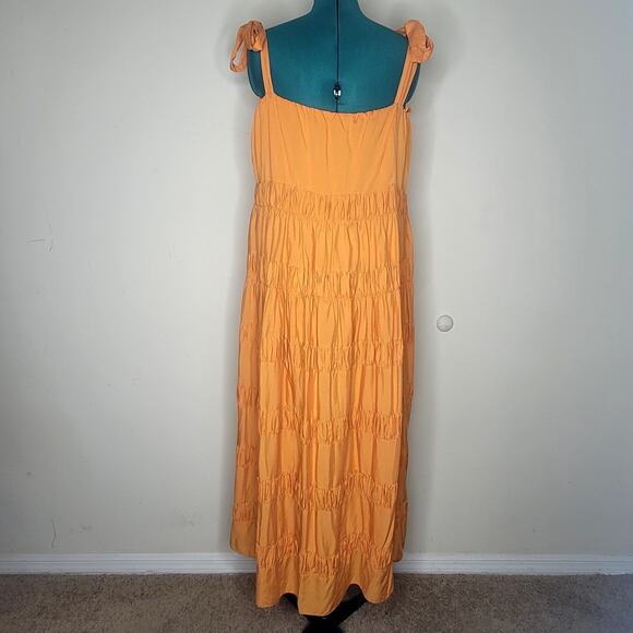 Dissh Amma‎ Marigold Tie Midi Dress Linen Tencel Blend Sustainable US 10 / AU 14 - Picture 4 of 8